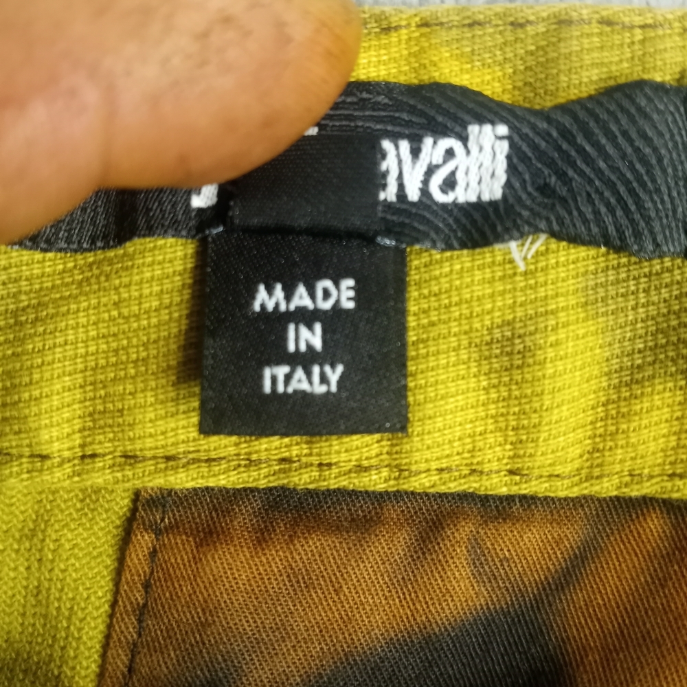 Just Cavalli men's jeans, Size 36, Yellow Lemon brown spash Distressed print - Picture 11 of 16